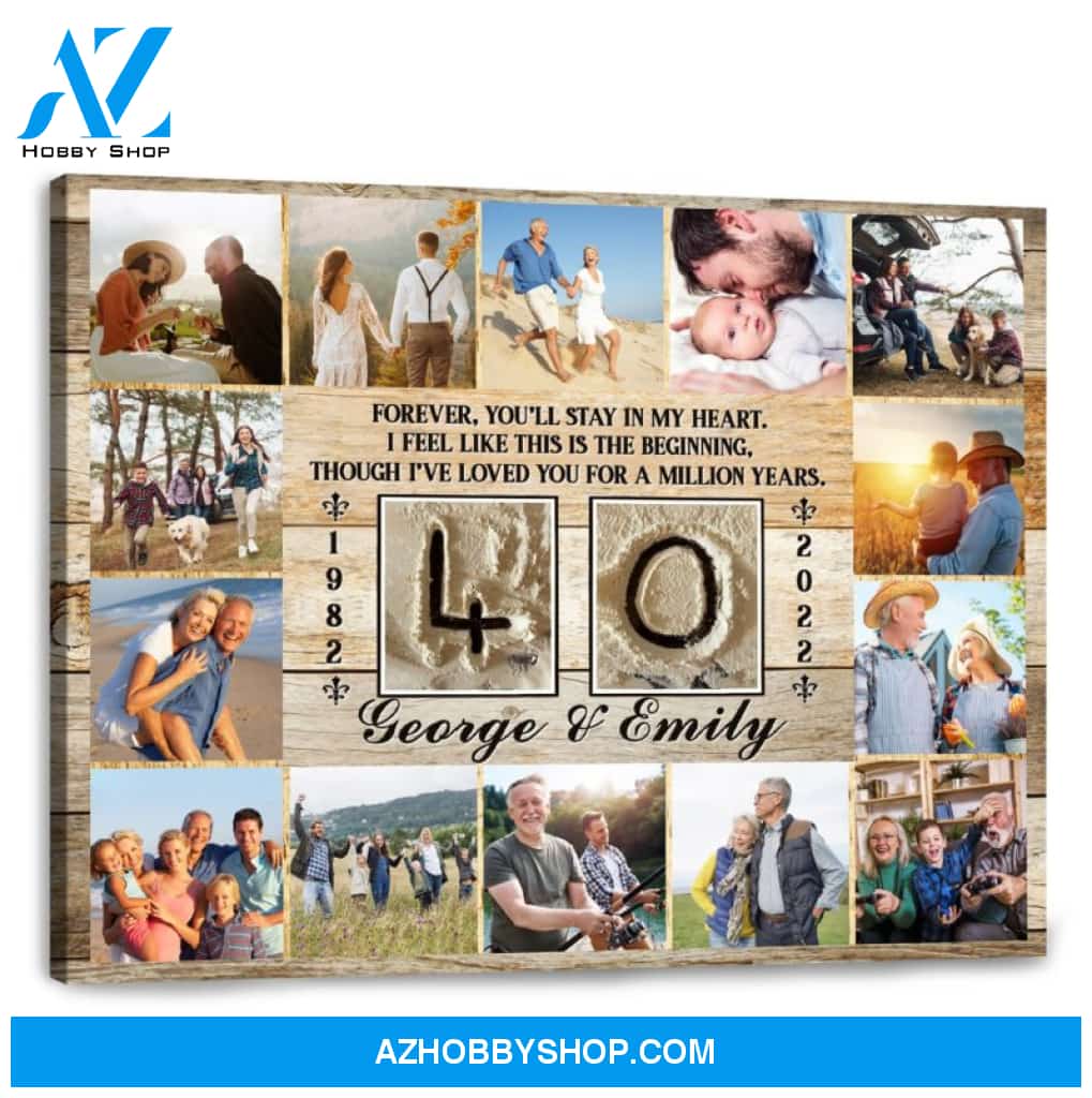 40 Year Wedding Anniversary Gift Personalized Love Canvas