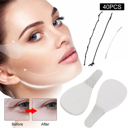 40-Piece Invisible V-Line Face Lift Tapes with Lifting Ropes for Women