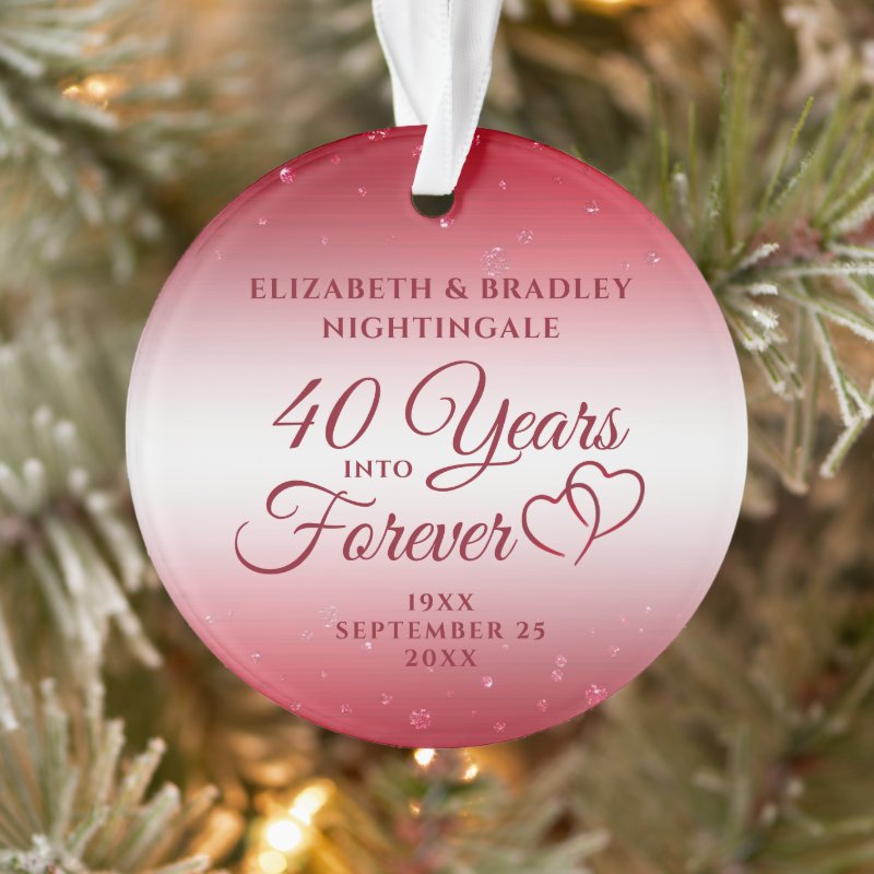 40Th Anniversary Hearts Years Into Forever Photo Ornament