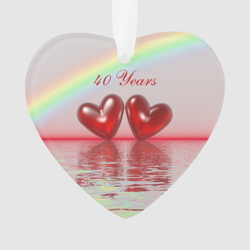 40Th Anniversary Ruby Hearts Ornament
