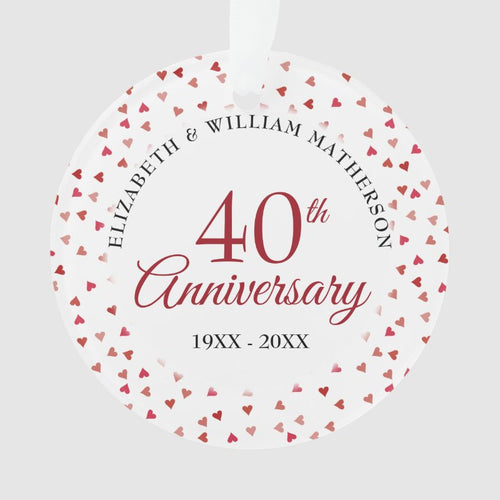 40Th Anniversary Ruby Hearts Ornament