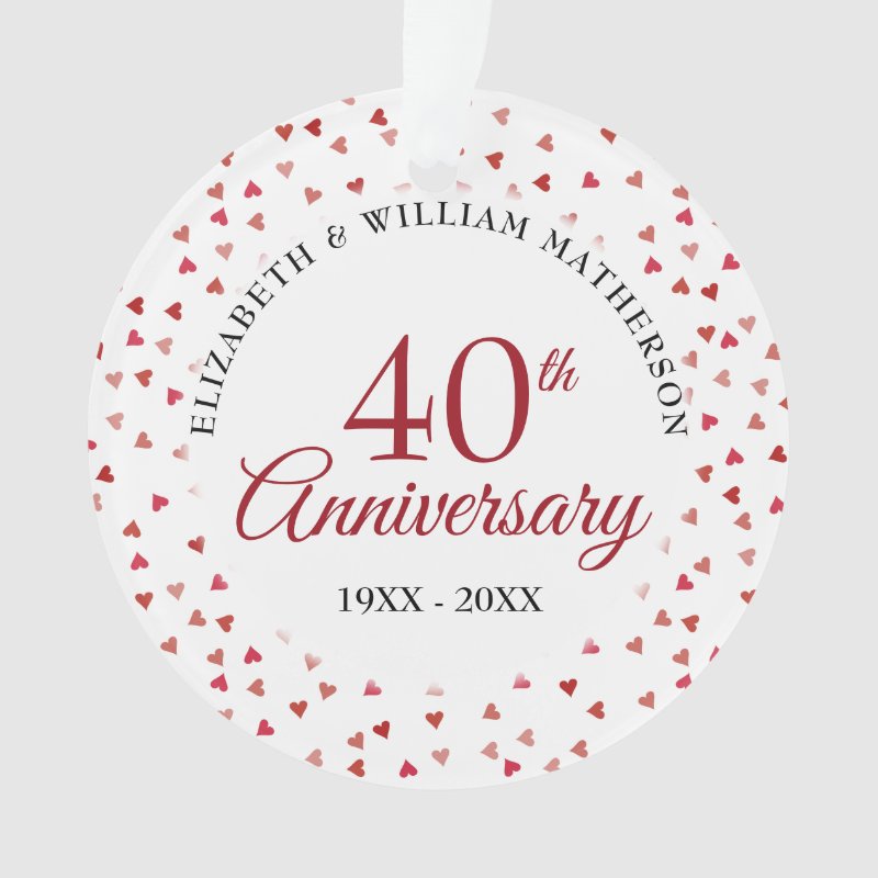 40Th Anniversary Ruby Hearts Ornament