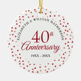 40Th Anniversary Ruby Hearts Photo Ceramic Ornament