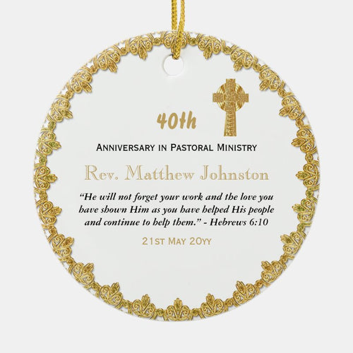 40Th Ordination Anniversary Personalized Scripture Ceramic Ornament