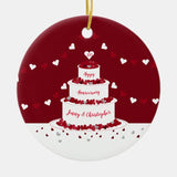 40Th Ruby Wedding Anniversary Cake Design Ceramic Ornament