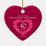 40Th Ruby Wedding Anniversary Custom Photo Heart Ceramic Ornament