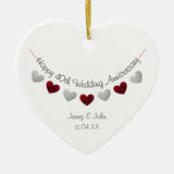 40Th Ruby Wedding Anniversary Heart Ornament