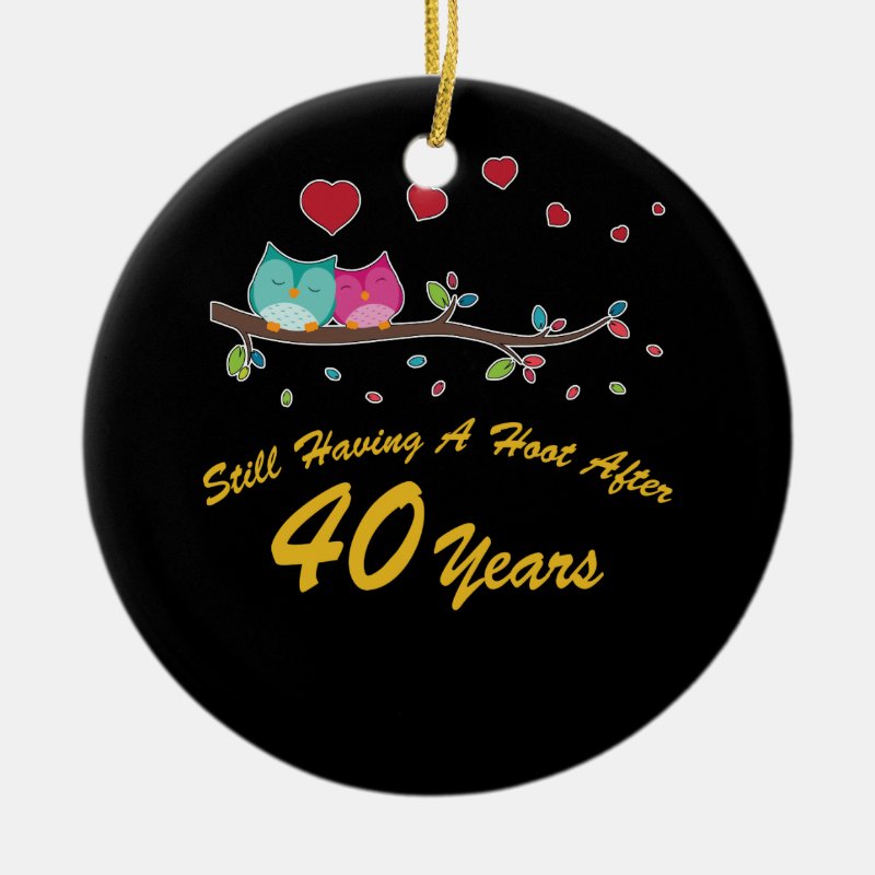 40Th Wedding Anniversary Gifts Owl Couple Ceramic Ornament