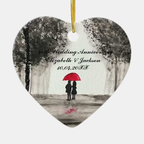 40Th Wedding Anniversary Milestone Mr And Mrs Ceramic Ornament