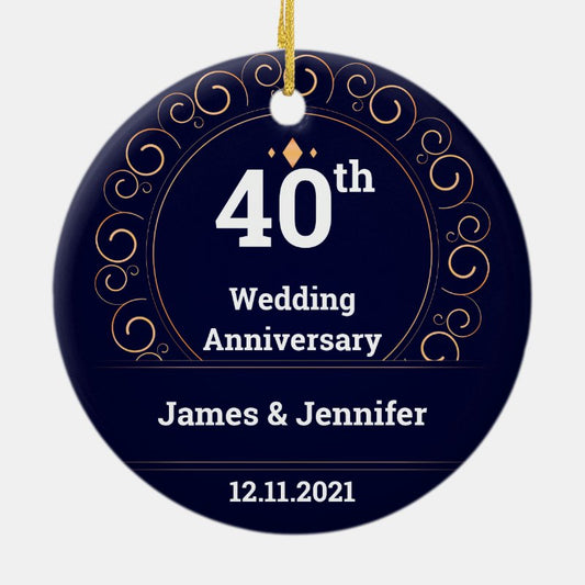 40Th Wedding Anniversary Personalized Names Year Ceramic Ornament