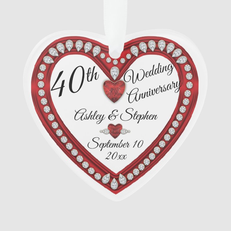 40Th Wedding Anniversary Ruby Diamonds Keepsake Ornament