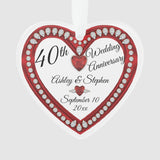 40Th Wedding Anniversary Ruby Diamonds Keepsake Ornament