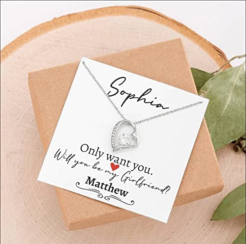 My Girlfriend Gift, Girlfriend Proposal Ideas, Will You Be My Girlfriend Necklace, Unique Valentines Day Necklace, Forever Love Necklace
