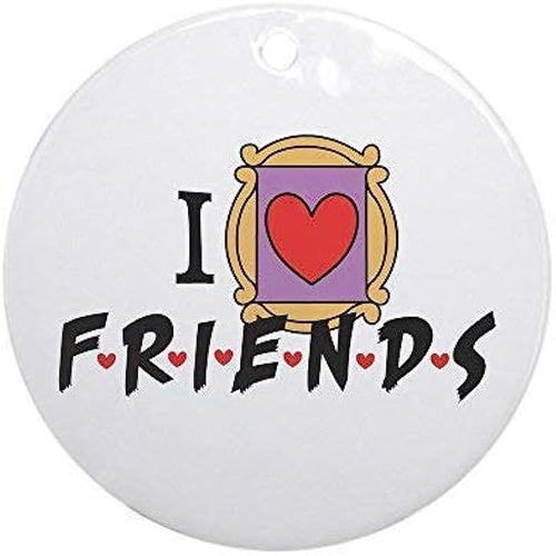 I Heart Friends Tv Show Christmas Ornaments Ceramic Round Christmas Tree Hanging Keepsake 3 Inches