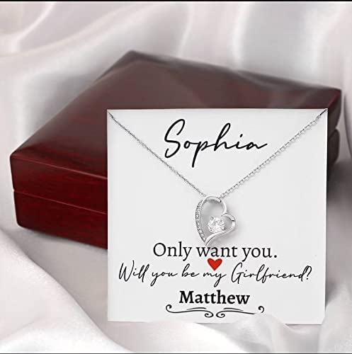 My Girlfriend Gift, Girlfriend Proposal Ideas, Will You Be My Girlfriend Necklace, Unique Valentines Day Necklace, Forever Love Necklace