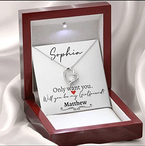 My Girlfriend Gift, Girlfriend Proposal Ideas, Will You Be My Girlfriend Necklace, Unique Valentines Day Necklace, Forever Love Necklace