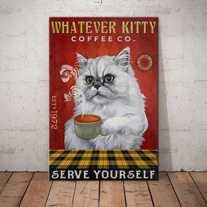 Persian Cat Coffee Company Canvas Wall Art, Wall Decor Visual Art