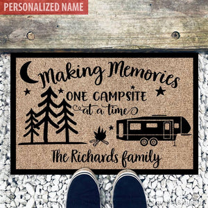 Camping Gift Personalized Camping Happy Camper Making Memory One Campsite Camping Gifts Non-Slip Rubber Backing Doormat HG