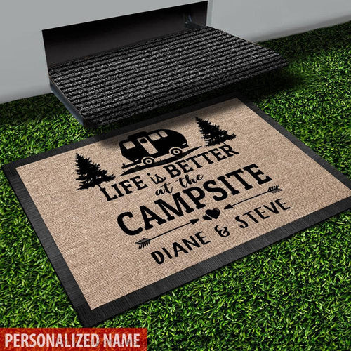 Camping Gift Happy Camper Life Is Better At The Camsite Welcome Camper Non-Slip Rubber Backing Doormat Or Coir Doormat HG
