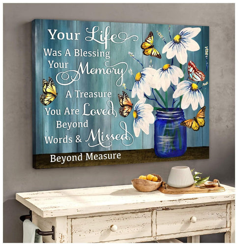 Your Life Daisy Flowers Butterfly Wall Art Canvas