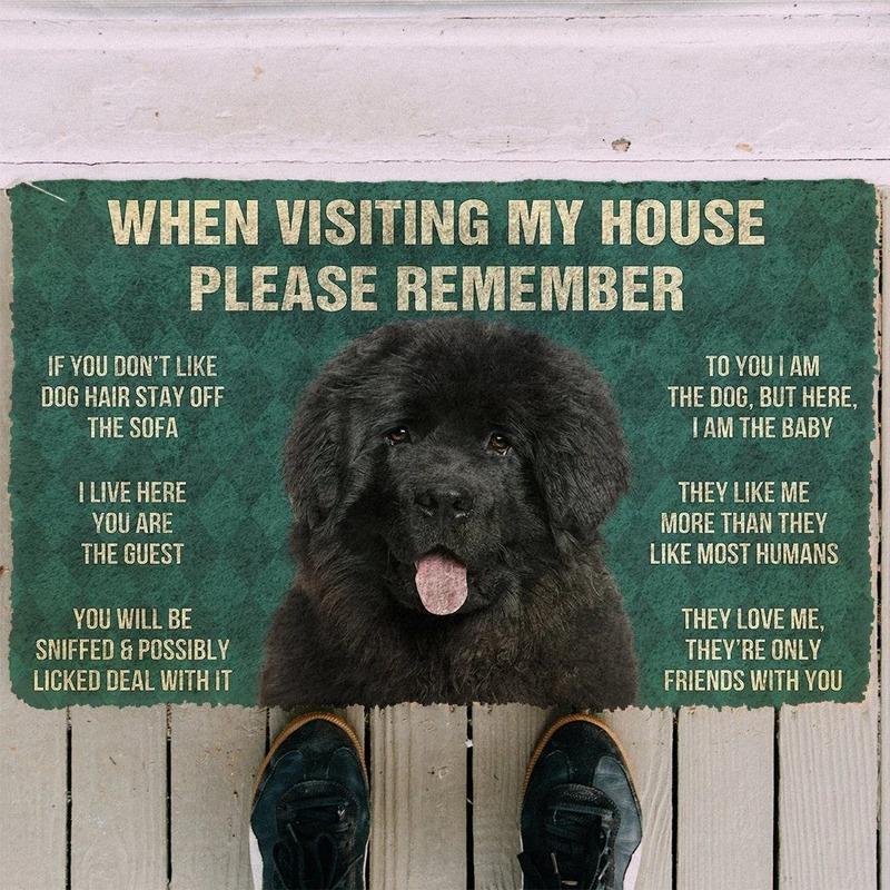 Newfoundland Dog House Rules Doormat | Colorful | Size 8x27'' 24x36''