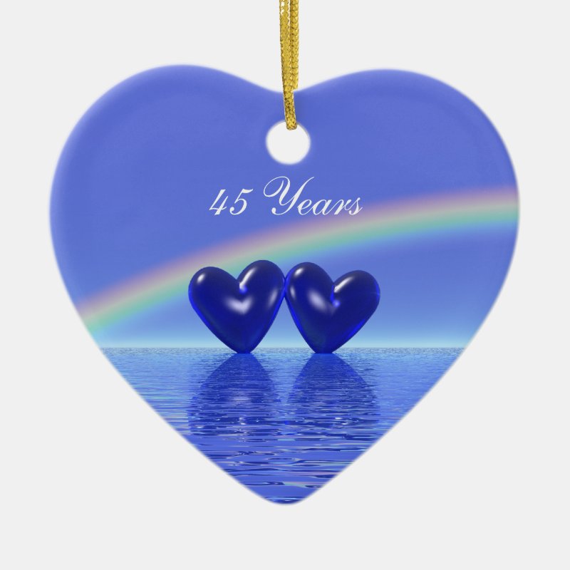 45Th Anniversary Sapphire Hearts Ceramic Ornament