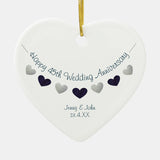 45Th Sapphire Wedding Anniversary Bunting Design Ceramic Ornament