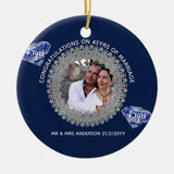 45Th Wedding Anniversary - Add Photo Sapphire Blue Ceramic Ornament