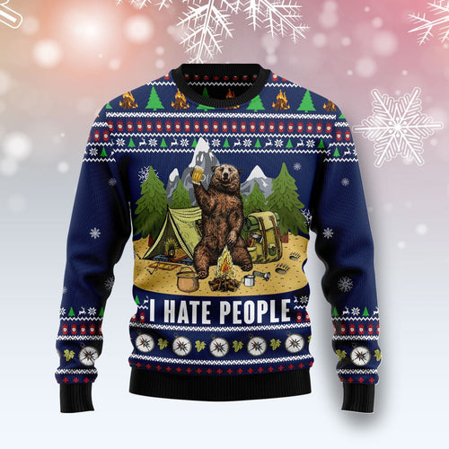 Camping I Hate People Ugly Christmas Sweater 