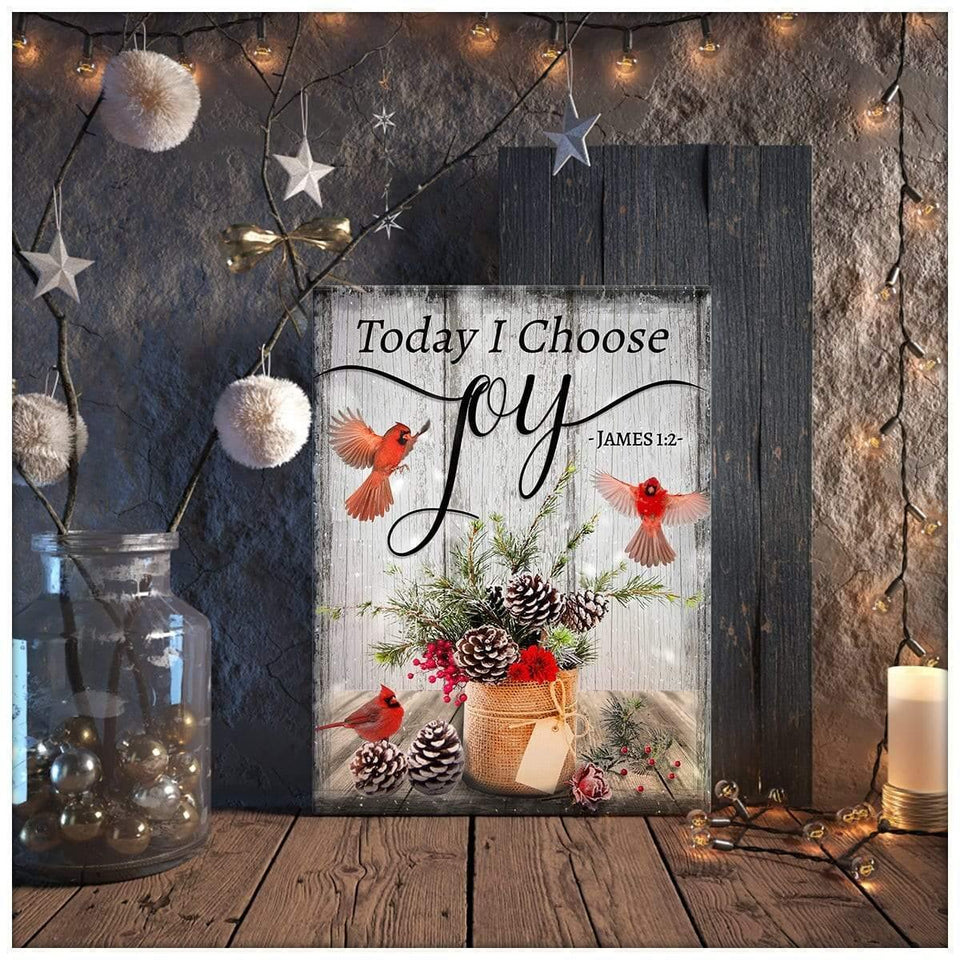 Today I Choose Joy Cardinal Wall Art Canvas