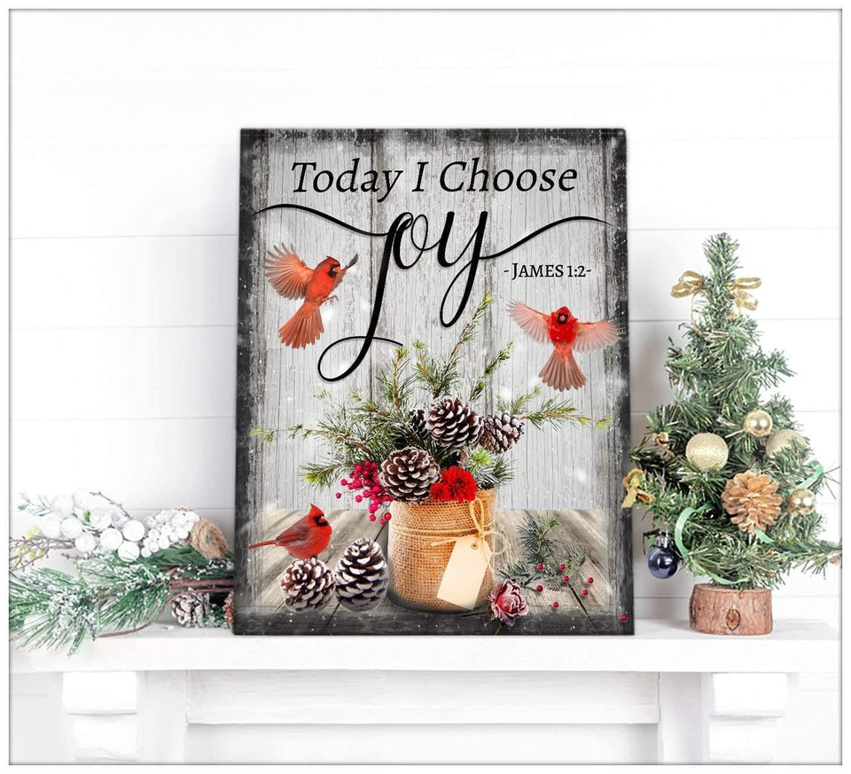 Today I Choose Joy Cardinal Wall Art Canvas