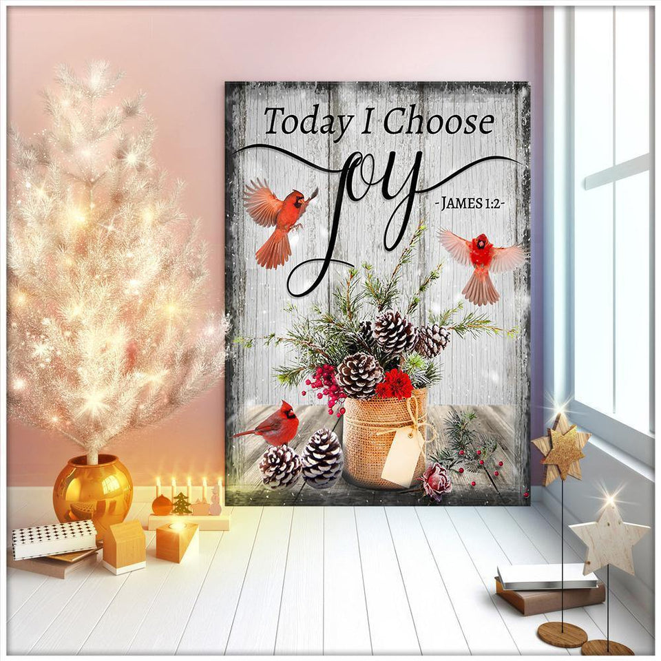 Today I Choose Joy Cardinal Wall Art Canvas