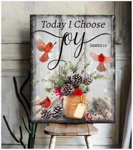 Today I Choose Joy Cardinal Wall Art Canvas