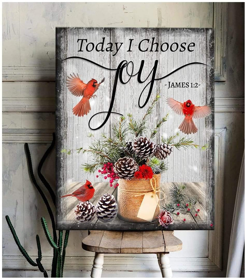 Today I Choose Joy Cardinal Wall Art Canvas