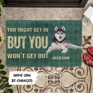 3D You Might Get In But You Wont Get Out Siberian Huskies Dog Doormat