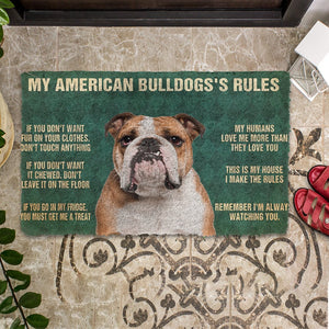 3D My American Bulldog's Rules Doormat