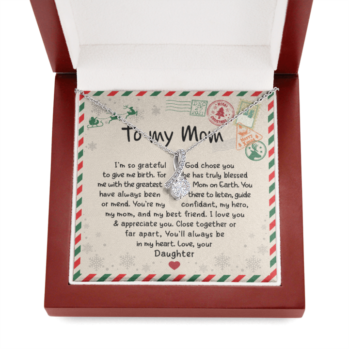To My Mom Necklace - God Chose You He Has Truly Blessed Mom On Earth - Alluring Necklace