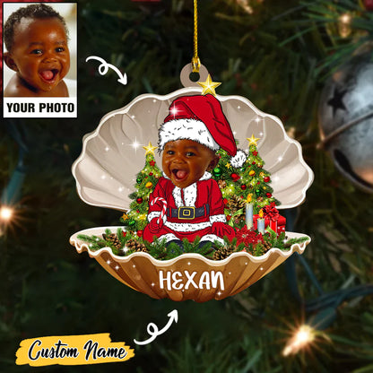Custom Baby Santa Photo With Name for Merry Christmas Ornament CTH01