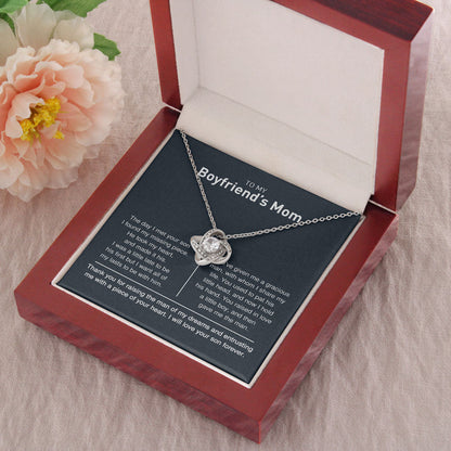 Necklace for Boyfriend's Mom, Gift for Birthday - To My Boyfirend's Mom I Will Love Your Son Forever, Love Knot Necklace