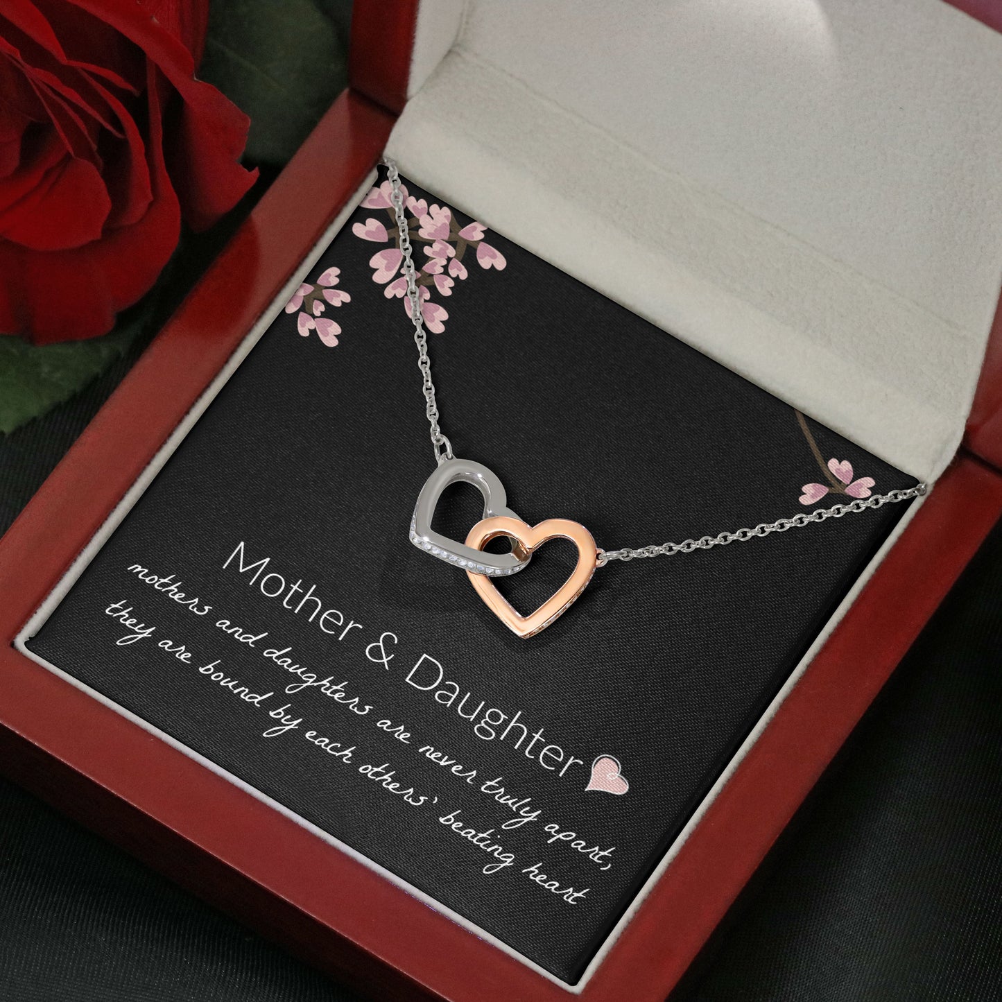 Mother and Daughter Necklace - Mother and Daughter Are Never Truly Apart, Gift for Mother and Daughter Interlocking Hearts Necklace - XL051Y
