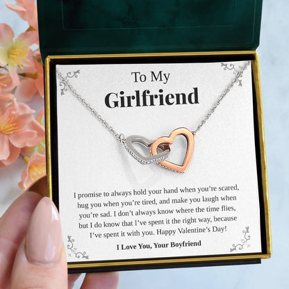 Interlocking Hearts Necklace- To My Girlfriend, Hold My Heart, Gift For Girlfriend, For Birthday, Christmas, Mother's Day