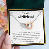 Pamaheart- Interlocking Hearts Necklace- To My Girlfriend, Hold My Heart, Gift For Girlfriend, For Birthday, Christmas, Mother's Day
