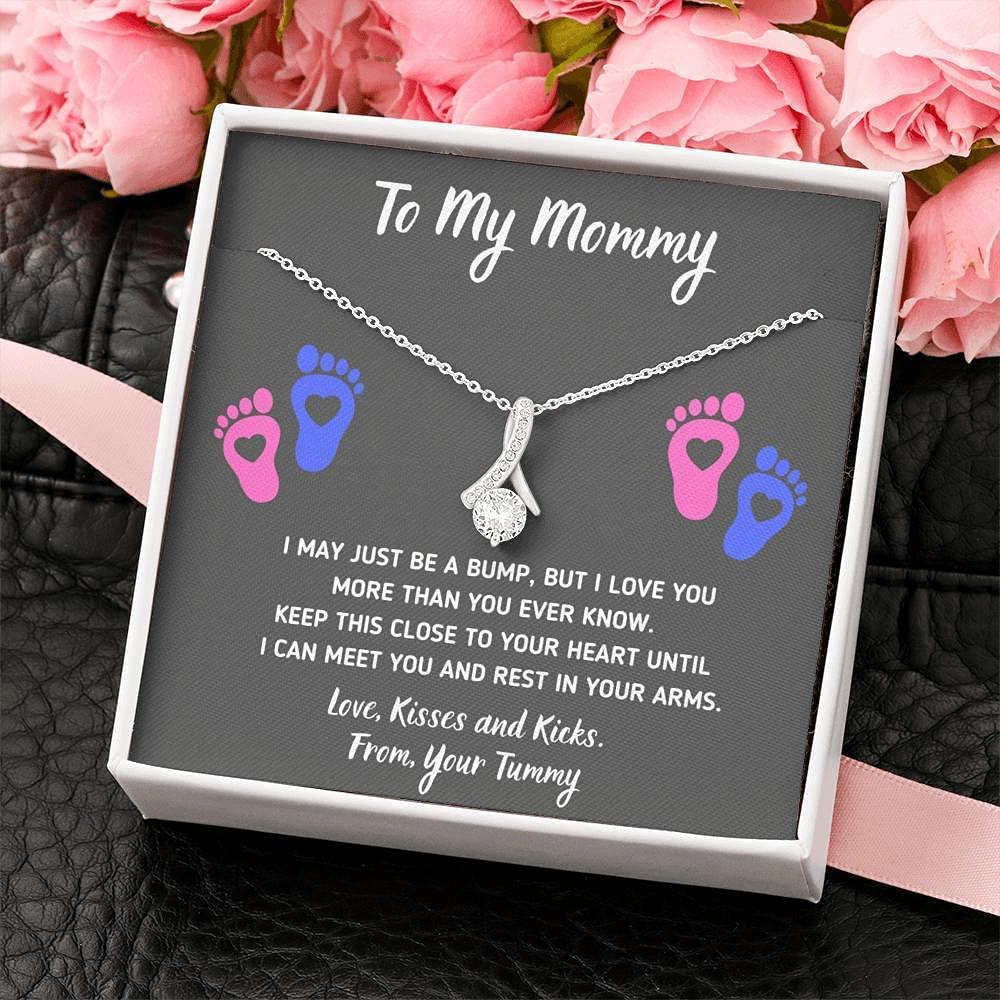 Baby Heart-Feet Alluring Beauty Necklace with Message Card and Gift Box Baby Feet Footprints Necklace for Expecting Mom XL015C