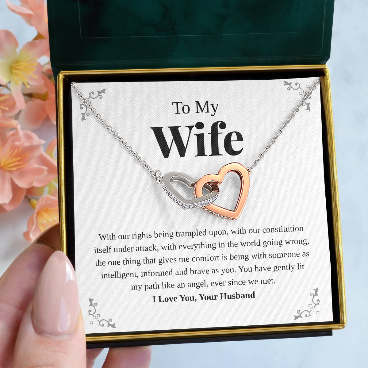Interlocking Hearts Necklace- I Choose You, Feel The Love, Touch Of Your Love, Gift For Wife, For Birthday, Christmas, Mother's Day