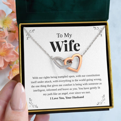 Interlocking Hearts Necklace- I Choose You, Feel The Love, Touch Of Your Love, Gift For Wife, For Birthday, Christmas, Mother's Day