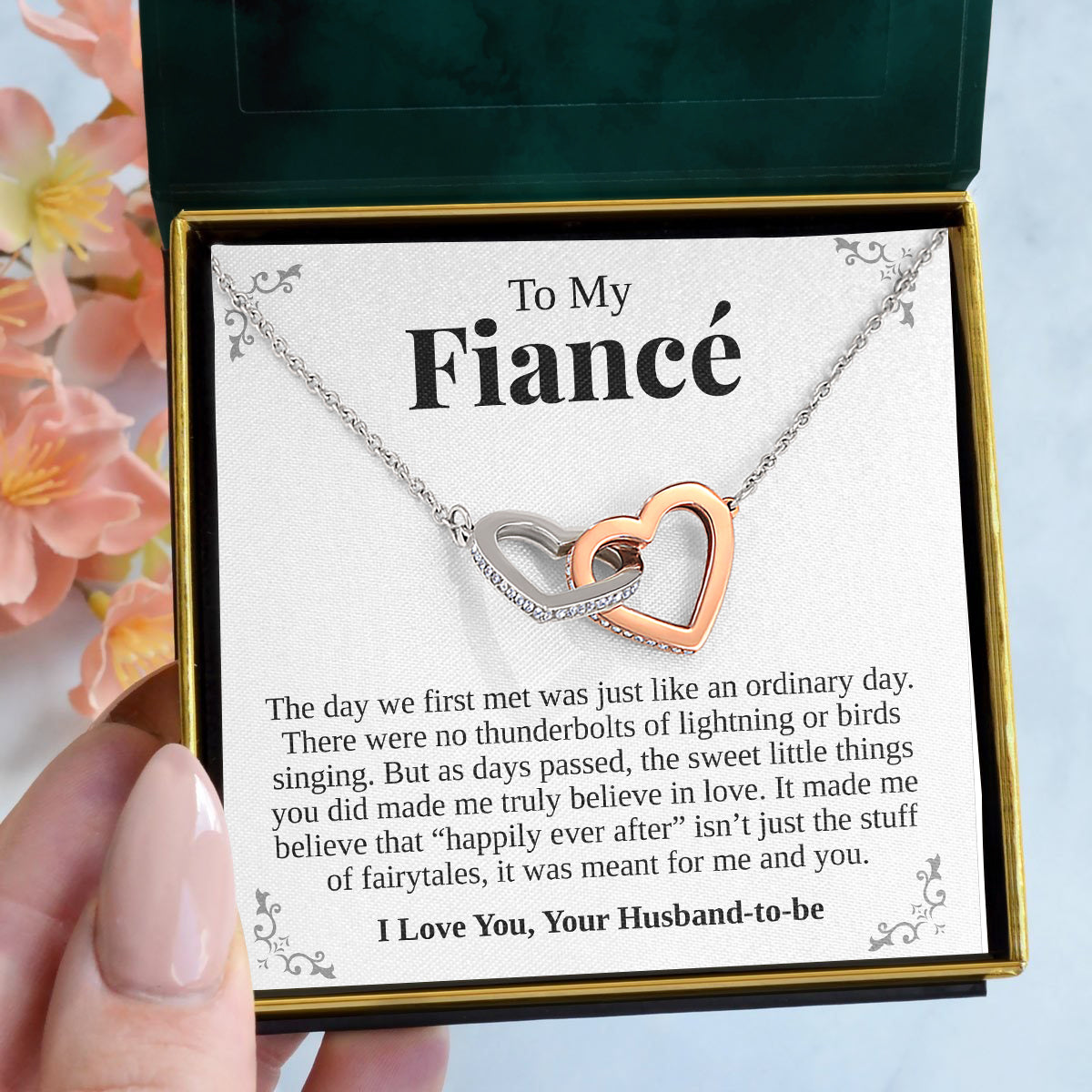Interlocking Hearts Necklace- To My Fiance, Gift For Wife, For Birthday, Christmas, Mother's Day, Romatic Jewelry Gift