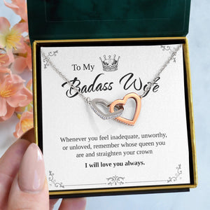 Interlocking Hearts Necklace- To My Badass Wife Gift For Mom For Birthday Mother's Day