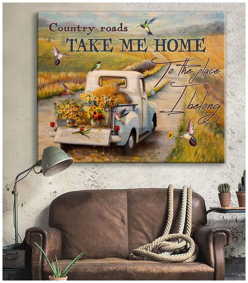 Hummingbird Premium Wall Art Canvas - Country Roads Take Me Home Premium Canvas