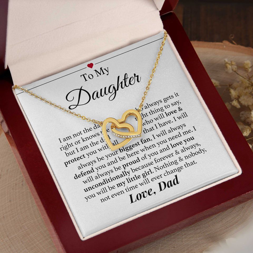 Necklace To Daughter from Dad - You Will Be My Little Girl, Gift for Birthday, Necklace for Daughter, Interlocking Hearts Necklace