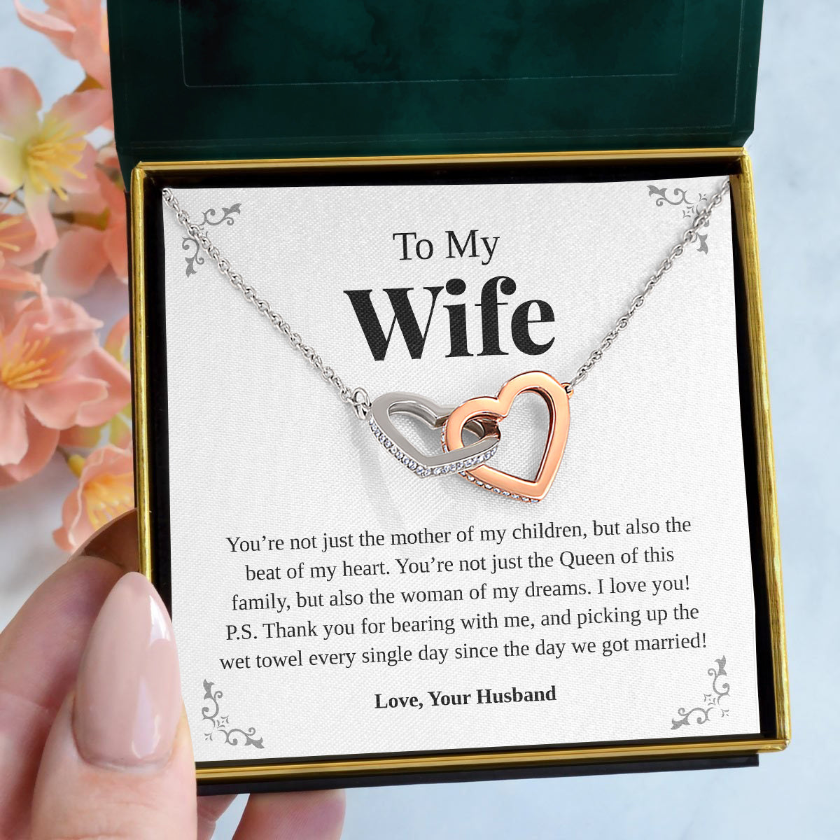 Interlocking Hearts Necklace- The Scent Of You, Once In A Lifetime, The Right Way, Gift For Wife, For Birthday, Christmas, Mother's Day